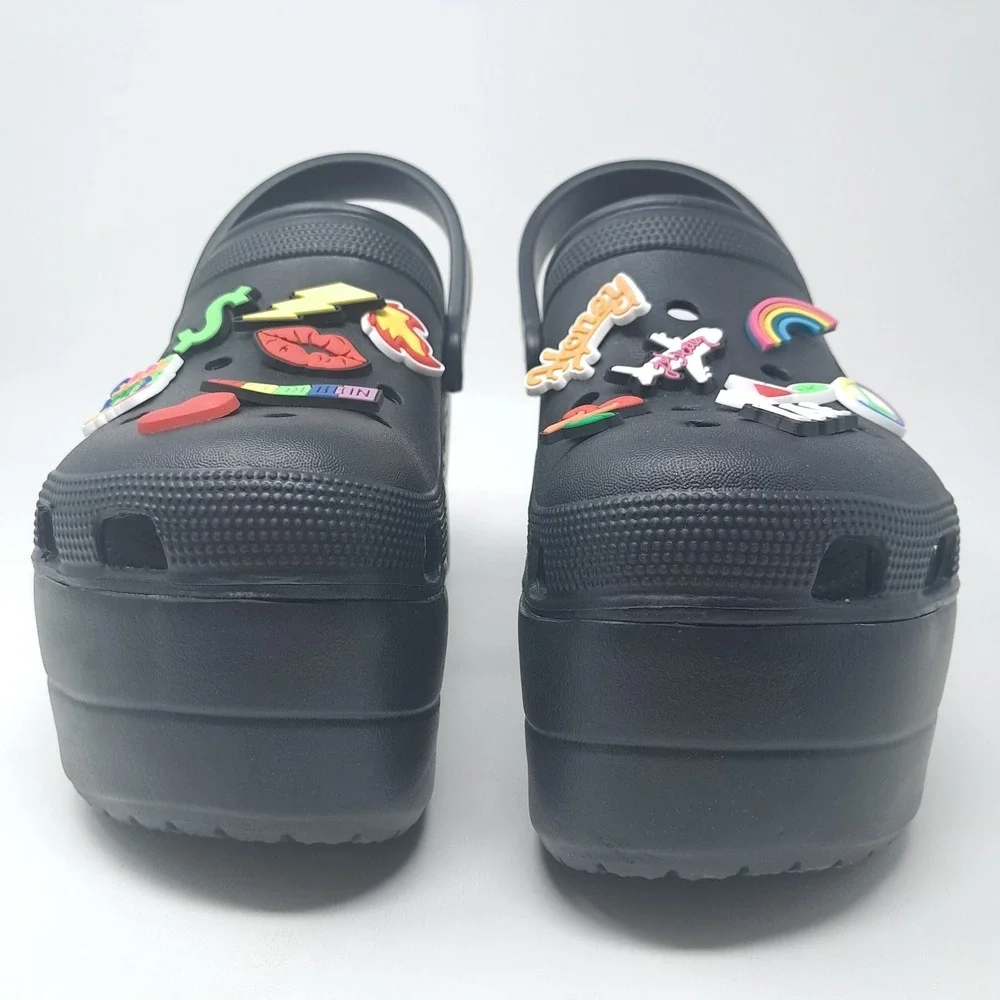 Cape Robbin Gardener-2 Chunky Platform Clogs Charms Black Size 7 Y2K Festival